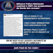 Alliance soutient à 100% les propositions du Garde des sceaux !