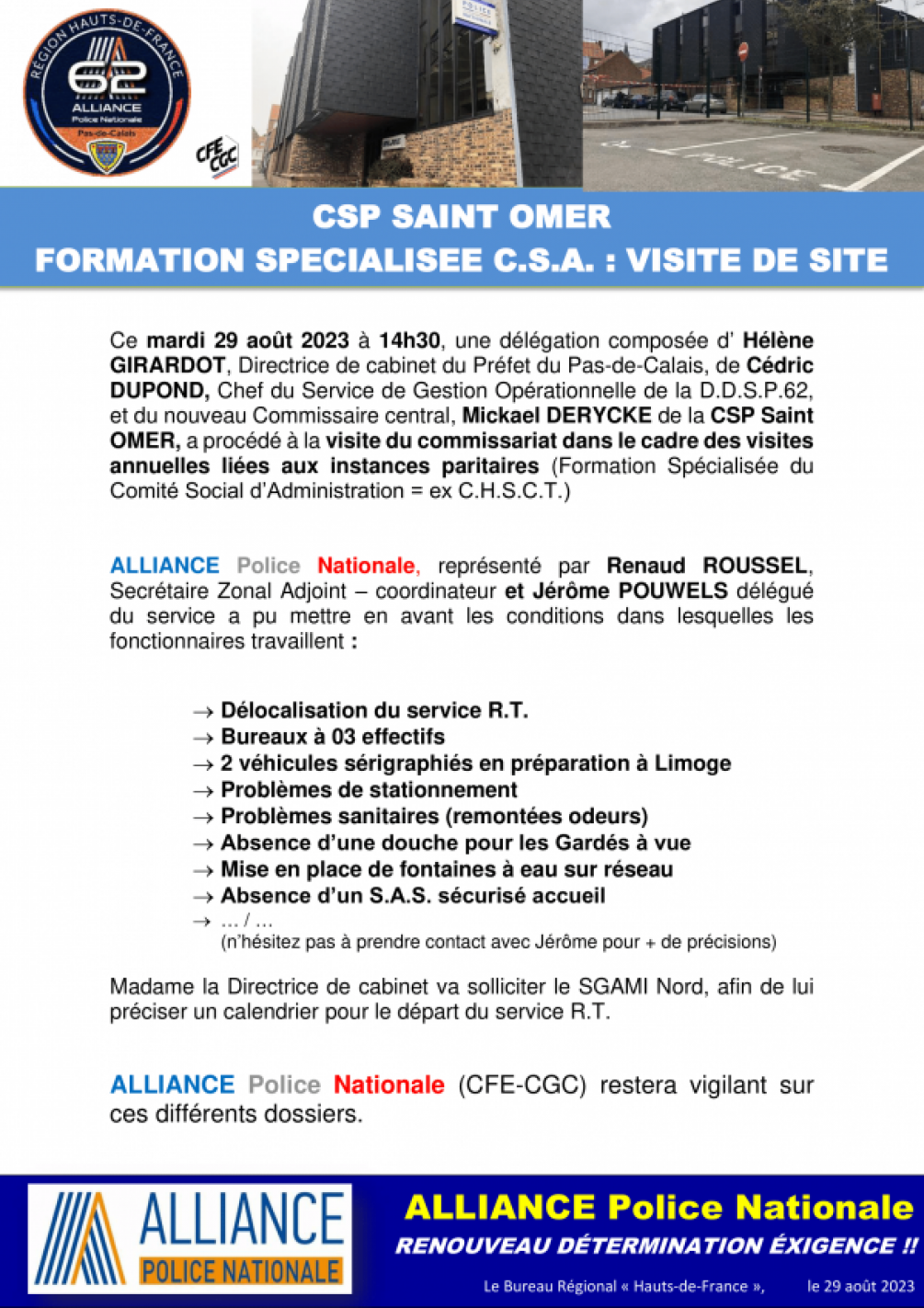 CSP SAINT OMER FORMATION SPECIALISEE C.S.A. : VISITE DE SITE