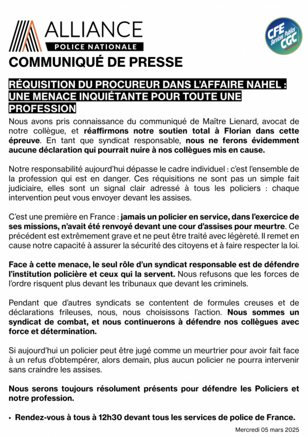 RÉQUISITION DU PROCUREUR DANS L’AFFAIRE NAHEL 