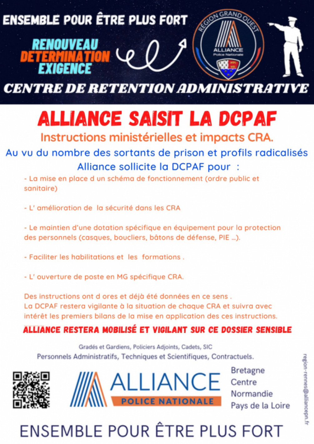 ALLIANCE SAISIT LA DCPAF Instructions ministérielles et impacts CRA.