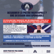 DÉSARMER LA POLICE MUNICIPALE DÉCISION IRRESPONSABLE