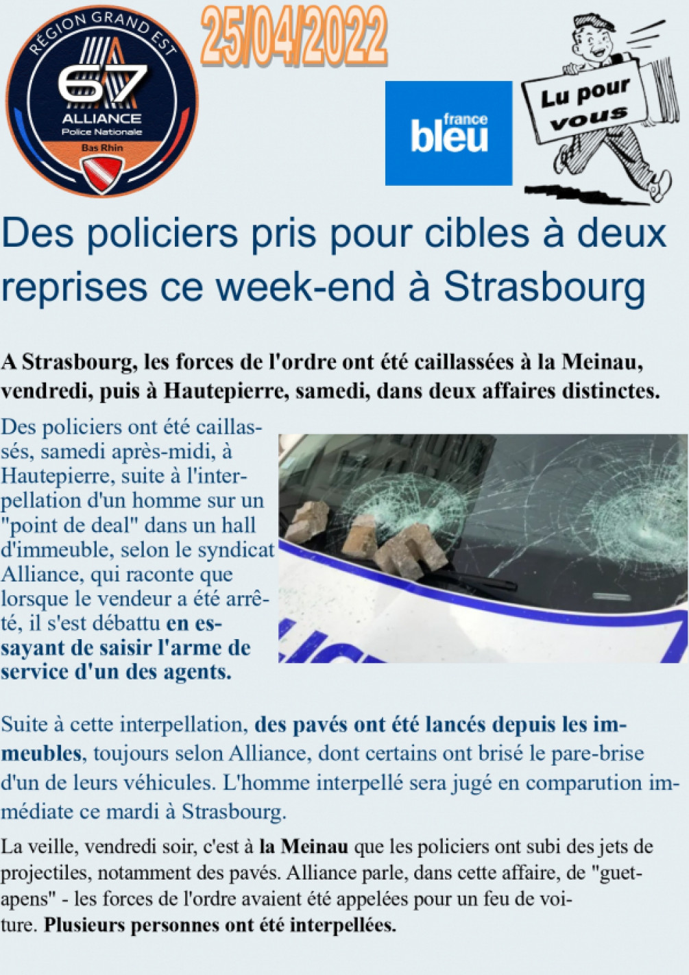 Strasbourg policiers pris pour cibles