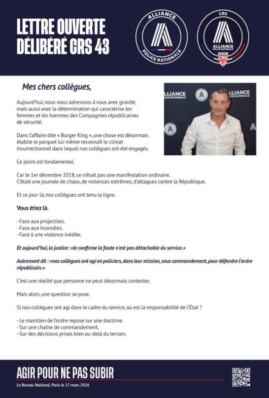 LETTRE OUVERTE DELIBERE CRS 43  