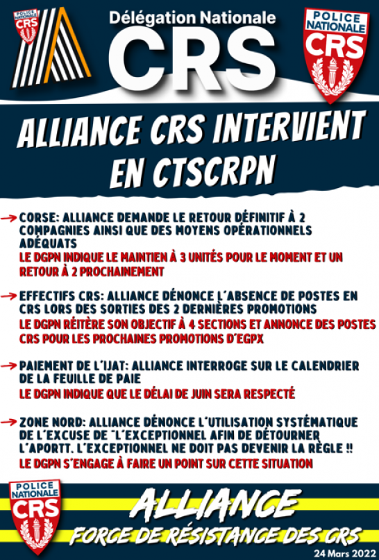 Alliance CRS intervient en CTSCRPN
