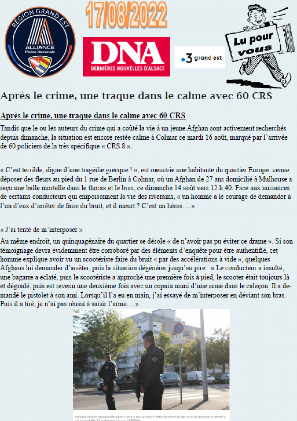 Rodéo à Colmar 1 mort
