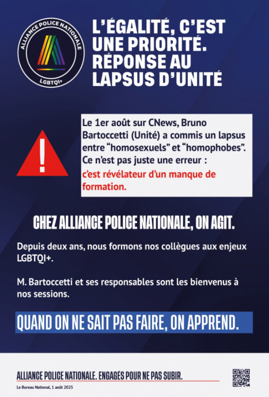 L' ÉGALITÉ, C'EST UNE PRIORITÉ. REPONSE AU LAPSUS D'UNITÉ