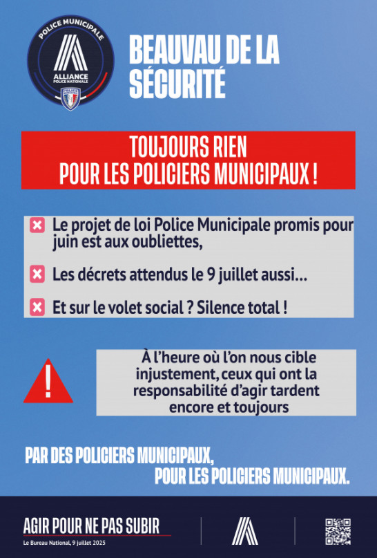  Beauvau de la sécurité… toujours rien pour les policiers municipaux !