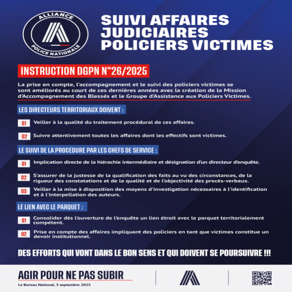 SUIVI AFFAIRES JUDICIAIRES POLICIERS VICTIMES