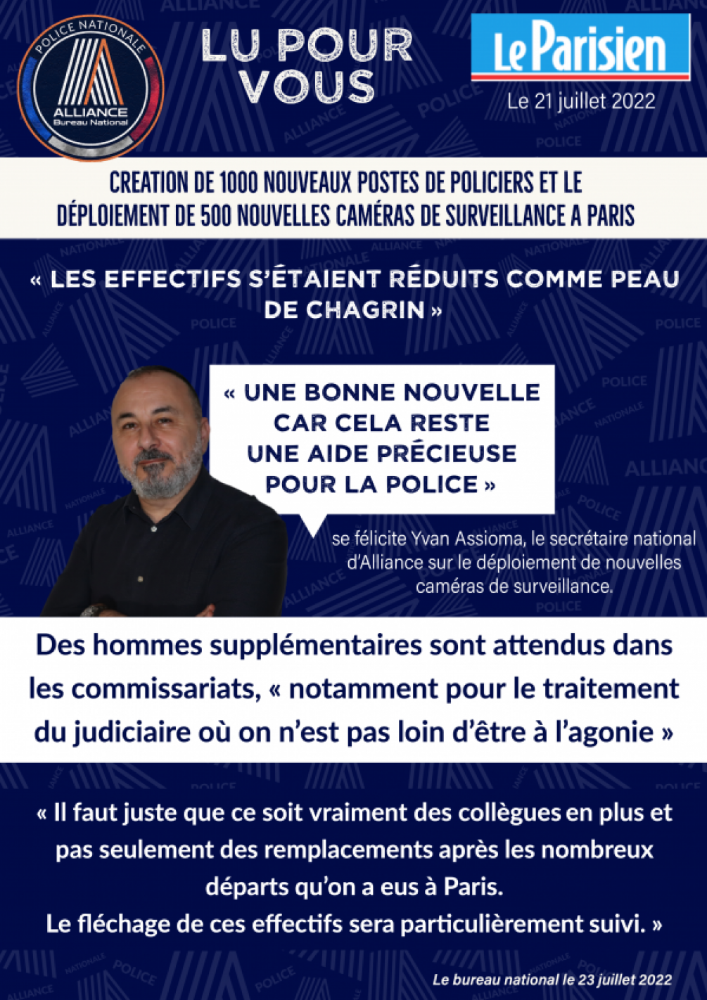 Lu pour vous LE PARISIEN : Annonce du MI 